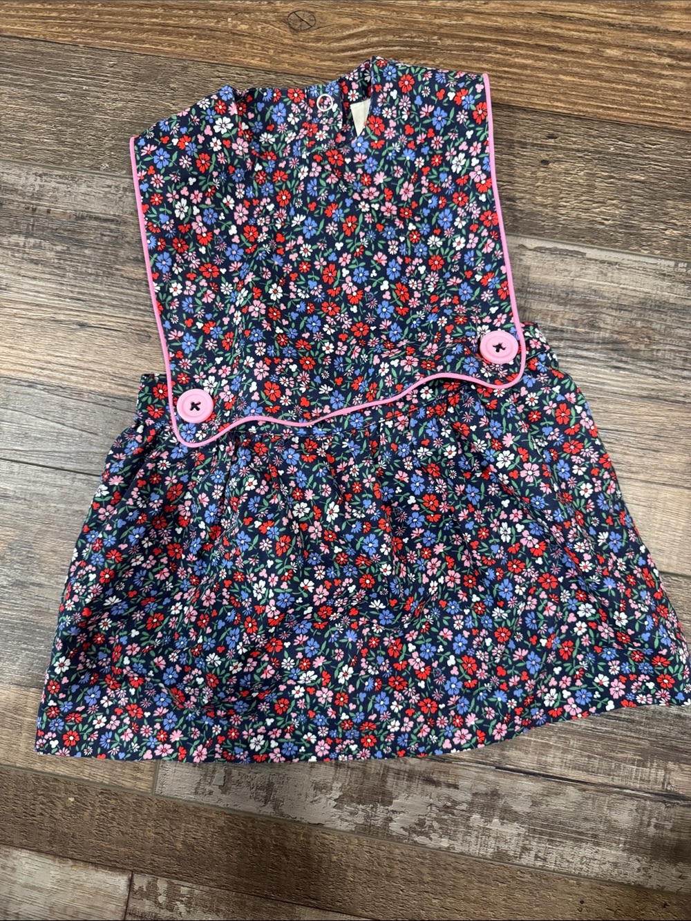 The Beaufort Bonnet Company Navy Floral Dress with Pink Trim